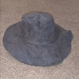 Gray suede floppy fedora hat